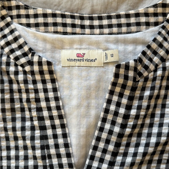 VINEYARD VINES Seersucker Black White Gingham Sleeveless Dress Sz 12 Women’s - Picture 4 of 7